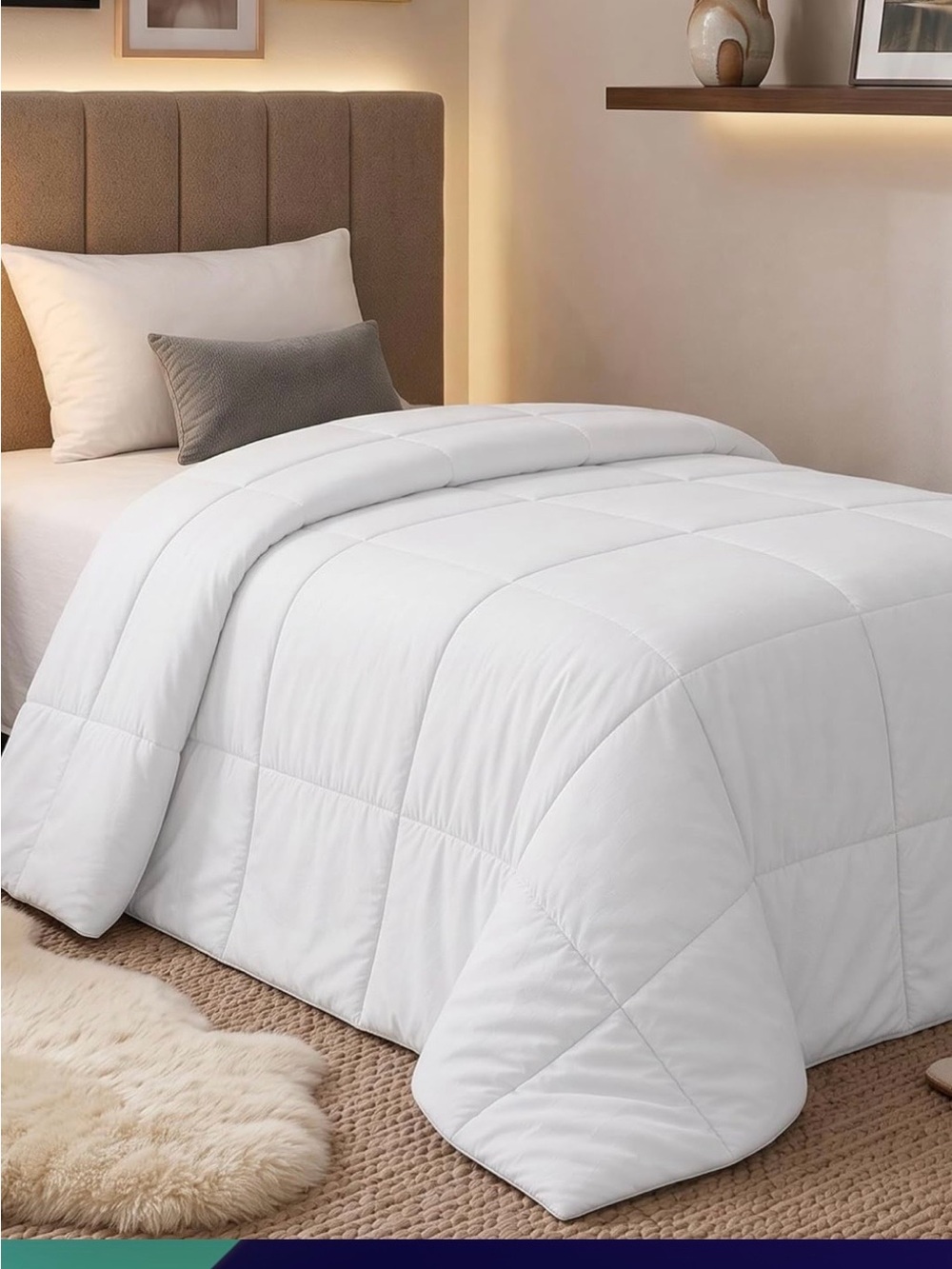 Comforter - Luxury White Quilted Comforter - Plush Down Alternative